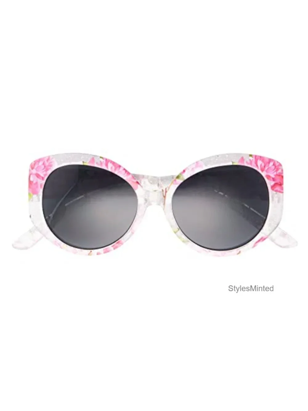 Girls Children Sunglasses Crystal Clear Floral Frame 48 UV Protection